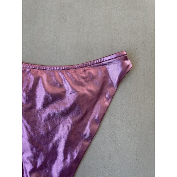Revolve Superdown Swim Bikini Bottom Natalia Stretch Pink Metallic - Picture 5 of 9